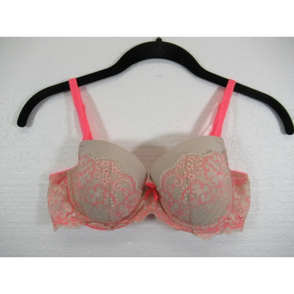 Victoria's Secret Dream Angels Lined Demi Bra 34C Neon Underwire Lace